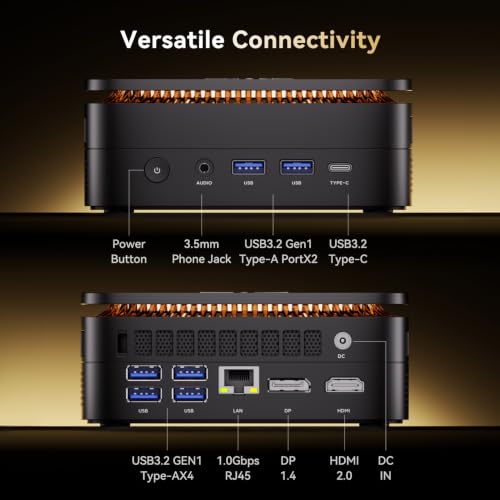Image of KAMRUI Pinova P1 Mini PC, AMD Ryzen R2544 Processor Quad-Core, 16GB DDR4 RAM, 512GB M.2 2280 SSD, Triple 4K Display, Compact Desktop for Home Office, Business, Entertainment