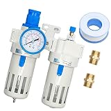 H.A.K. PNEUMATIC Air Filter Regulator – ½” NPT Poly Bowl Compressed Air, Water Filter Lubricator Com