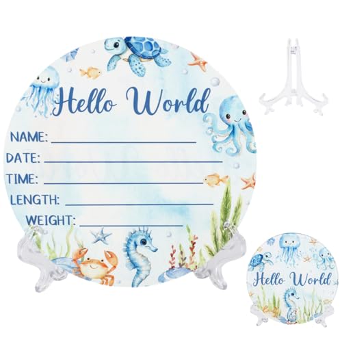 CORNER LACE Acrylic Baby Birth Announcement Sign with Stand, Under