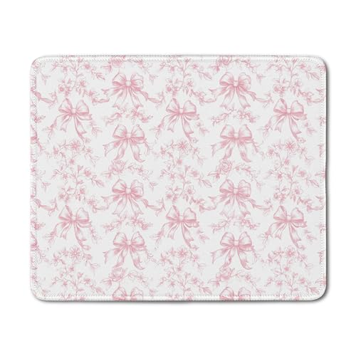 DOFQZ Coquette Pink Bow Flower Mouse Pad, Trendy Girly Aesthetic Mouse Pads Mousepad for Desk Home Office Dorm Computers Laptop, Preppy Girly Bow Office Supplies Desk Accessories, 9.5x7.9 Inch