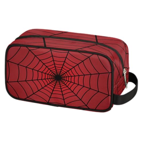 Trousse de toilette de voyage pour garçons et enfants, kit Dopp étanche à suspendre pour homme, trousse de rasage avec grande capacité pour salle de bain, sport, douche, Toile d'araignée rouge