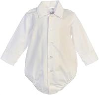 Vista 1 de Hecho en Estados Unidos - Mameluco blanco con botones para bebé - Camisa Blanca Bebe - Camisa de vestir con cuello