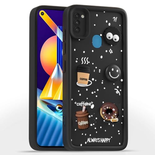 Image of Bintage Back Cover Compatible for Samsung Galaxy A11 | Cute 3D Taddy Ball Bear Milk Cake Coffee Silicon Case Full Body & Camera Protection - Black