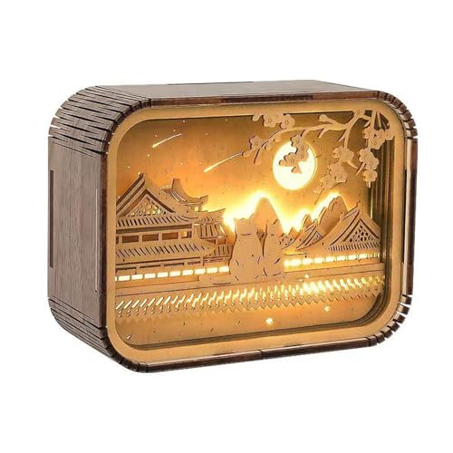 TRACYE Lampada Intagliata in Legno della Città Proibita Puzzle 3D in Legno, Kit di Costruzione in Legno per Adulti da Costruire, Rompicapo Giochi Logica Potenziare creatività,Natale Ideale Regalo