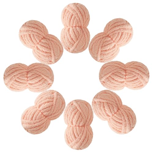 Image of Chunky Yarn for Hand Knitting Soft Jumbo Bulky Fluffy Chenille Yarn for Crocheting Blanket Scarf DIY 8 Pack (Apricot Pink, 28yds, 8 Ounces Each)