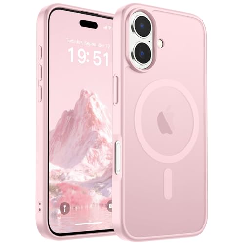 SUPFINE Magnetic for iPhone 17 Case (Compatible with MagSafe)(Military Grade Drop Protection) Translucent Matte Shockproof with Anti-Fingerprint Phone Cover,Light Pink