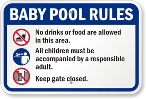 Bay Pool Rules Metal Tin Sign 8x12 for Pool Area