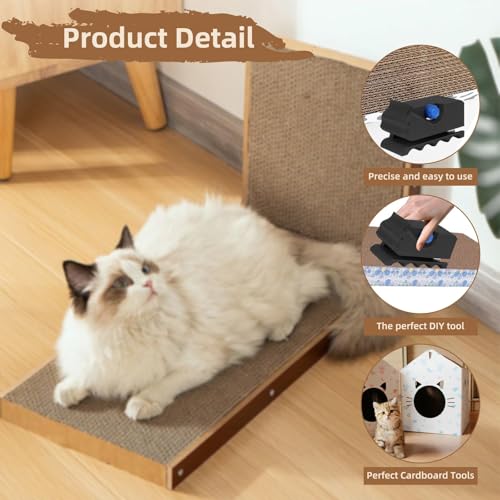 EclipseGuard Kartonschneider für Katzenkratzer, Katzenkratzbrett Schneider, 3D-Gedruckte Kätzchenförmiges Manuell Katzenkratzbretter Kartonschneidewerkzeug mit Klinge Haustier Zubehör (Schwarz)
