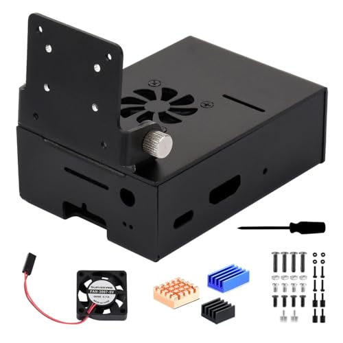 Waveshare Aluminum Alloy Cooling Case for VisionFive2 Lite, Comes with Heatsink and Cooling Fan, with Camera Holder, Supports Installing IMX219 Series Camera Modules