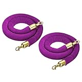 ベルベットロープ 2個 群衆制御バリアロープ 光沢スナップフック付き VIPイベント、レッドカーペット、劇場、キューラインディバイダー用 (パープル) (4フィート)