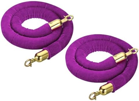 3.3FT Purple Velvet Rope with Gold Hooks - Luxury Stanchion for Events, Movie Theaters, Grand Openings, and Hotel Parties - Queue Line Divider & Obstacle Barrier