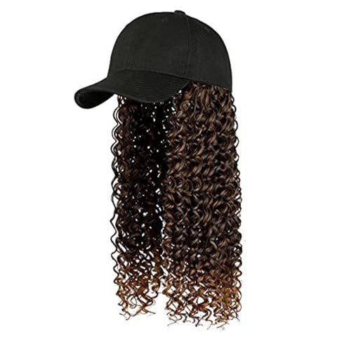 WUODHTW Woman Baseball Cap with Hair African Kinky Curly Hairpiece Girl Hair Synthetic Wavy Extensions wig braids