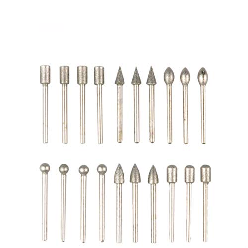Image of DIY Crafts 30 Pieces Rotary Tool Bits - Diamond Tipped Deburring and Engraving Set - For a Range of Surfaces in a Variety of Sizes (Shape No # 2, Diamond Burr)