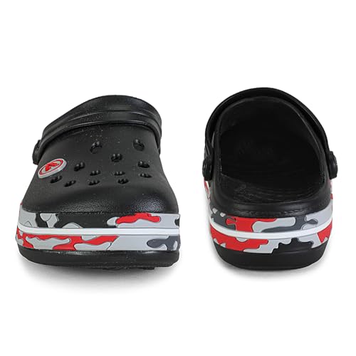 Image of Aqualite Men's NEO-151 Trendy Stylish Fashionable Clogs with Back-Strap| Sandals with Lightweight Regular wear Casual Clogs with Ultra Soft & Flexibility Technology. Black /Grey