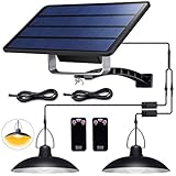 💡 【Tiempo de Trabajo Prolongado】 --- La LED lámpara colgante solar de luz blanco cálido 3500K funciona con la luz solar diurna del panel solar que almacena energía con batería de litio incorporada, brilla automáticamente en la oscuridad y se apaga en el día. Iluminación continua por la noche durante 6-10 horas. Cuenta con un control remoto para un uso fácil y conveniente.