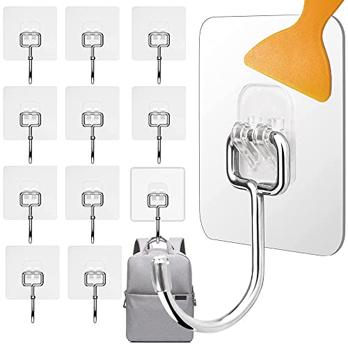 10 Stück Große Klebehaken,Selbstklebende Haken Extra Stark,deckenhaken selbstklebend,Magische Haken Transparent,Magischer Klebehaken,Wandhaken Selbstklebend Stark mit Schaber Cover