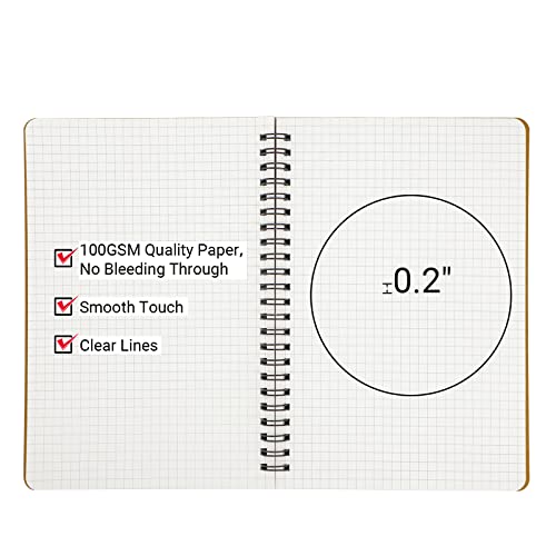 Eusoar Hard Cover Spiral Notebook, A5 3Pack 5.5"X8.3" 120 Pages Graph Spiral Notebook Journals, Wirebound Journal Sketch Notebook For Math And Science Students Engineering Artist Drawing #TOP2