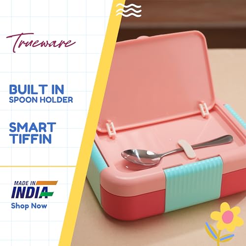 Image of Trueware Galaxy 2 304 Stainless Steel PU Insulated Lunch Box with Two Compartment BPA Free, Food Grade Ideal for School, Picnic, Office & Outdoor - 530ml