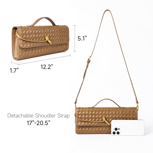 Joryin Woven Purse For Women Evening Clutch Woven Leather Handbags Crossbody Bag Suede Purse Formal Evening bag, Acorn by Joryin - Used condition - Image 4