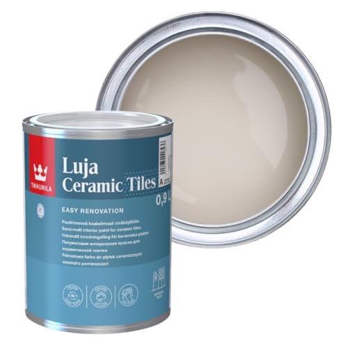 TIKKURILA Luja Ceramic Tiles - Semi-matt paint for Ceramic Tiles - Available in White & 100+ Colours (Mulberry H484, 1 Litre)