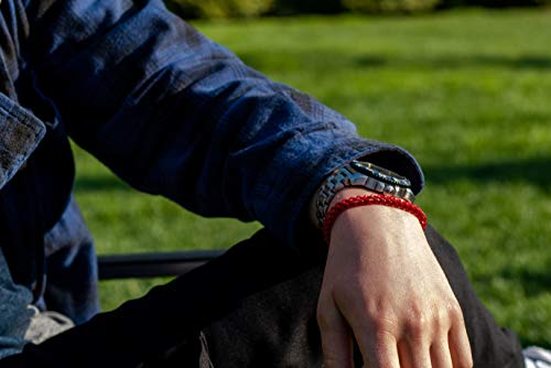 Metro Jewelry Stainless Steel Red Acrylic Bracelet For Men 9 Inches Thin Franco Chain 5 Mm Wide Lobster Claw #TOP4