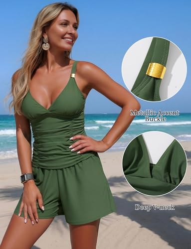 Tankini ventre plat anti-complexe avec soutien-gorge et shorty - 3