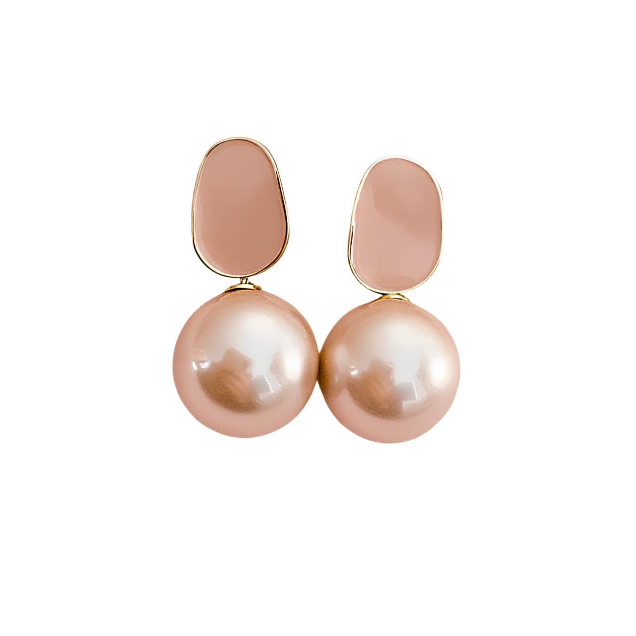 SHEIOUS Soft Glow Pearl Drop Earrings for Women | Baby Pink Alloy Earrings with Yellow Metallic Plating and Pearl Inspired... - Review, Price and Buying Guide