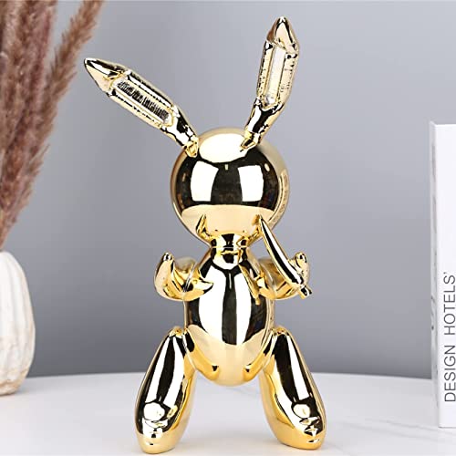 Suruim Cute Balloon Rabbit Statue Resin Sculpture Animal Figures Home Decor Modern Nordic Home Decoration Accessories For Living Room (8.2In,Silver) #TOP2