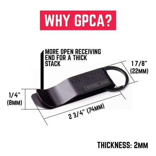 Gpca - Gp Money Clip, Belt Clip, Stainless Steel Key Holder, Heavy-Duty Keychain Clip For Outdoor And Daily Use, Handy Key Clip, 7 Slot Wrangler Grill Pattern Keychain, Stainless Steel, Jet Black #TOP2