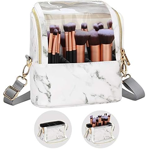 Makeup Brush Case Makeup Brush Holder Travel Professional Cosmetic Bag Artist Storage Bag Stand-up Foldable Makeup Cup（Marble, Small） Cover