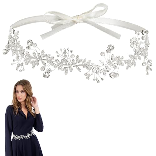 Abeillo Cinturón elegante para vestido de novia con diamantes de imitación, cinturón de perlas de cristal brillante para vestidos de mujer