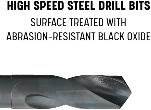 Drill America DWDRSD Series Qualtech High-Speed Steel Economy Reduced-Shank Drill Bit, Black Oxide Finish, Round Shank, Spiral Flute, 118 Degrees Conventional Point, 1-19/32" Size, Pack of 1 - 1