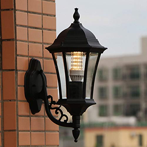 Lampe noire étanche E27 style lanterne d'extérieur pour mur de maison - 6