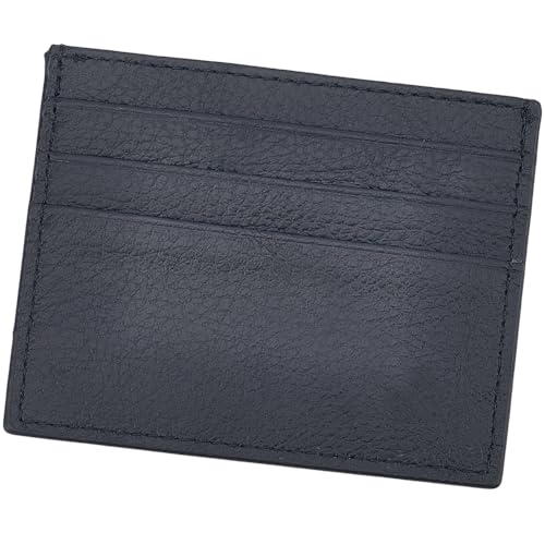 CALFOVERA Genuine Leather Credit Card Holder Wallet Leather Slim Front Pocket Wallet Thin Minimalist Credit Card Protector Case for Men Women 6 Slots 1 Pockets(Black)