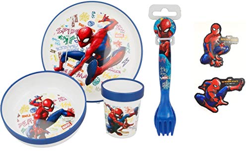 Stor Juego de vajilla de melamina de 5 piezas para fans de Spiderman con imanes de nevera