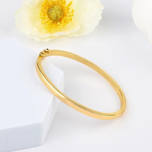 LOMISS PULSEIRAS FEMININAS BRACELETE FOLHEADO A OURO 18K LISO (Dourado)