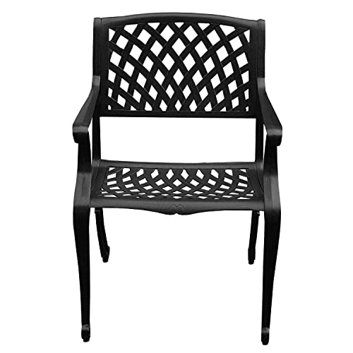 Oakland Living 1016-MESH-KD-CHAIR-LBK Modern Outdoor Mesh Cast Aluminum Black Patio Dining Chair thumb #2