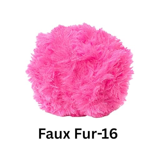 Image of VCR Pink Yarn, Bulky Chunky Faux Fur Yarn, 100 Grams Hank, 100% Polyester, Suitable for Knitting Jackets, Scarves, Hats, Blankets, Cushions, Toys and Decorative Accents