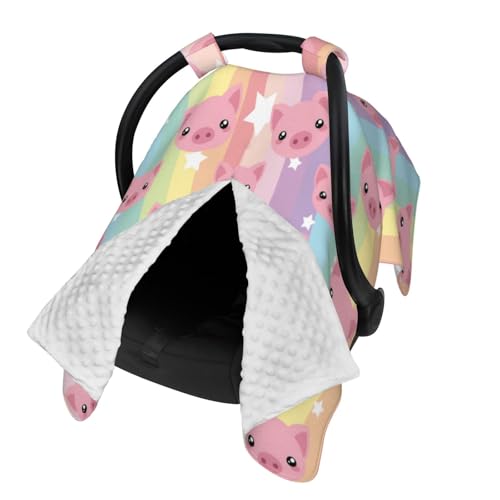 Image of Pig Baby Car Seat Canopy Cover 39x27.5 Inches Multi Use Nursing Cover for Newborn Car Seat Canopy Mom Nursing Breastfeeding Covers Newborn Shower Gifts