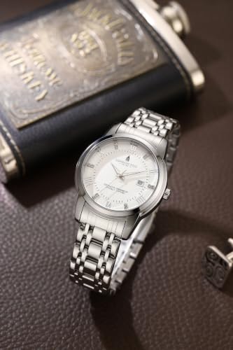Image of London Fog Regent Collection Analog Quartz Watch for Men with Round Dial and Stainless Steel Strap, Metal Case, Date Display, Luminous Hands & Hour Markers, Water Resistant