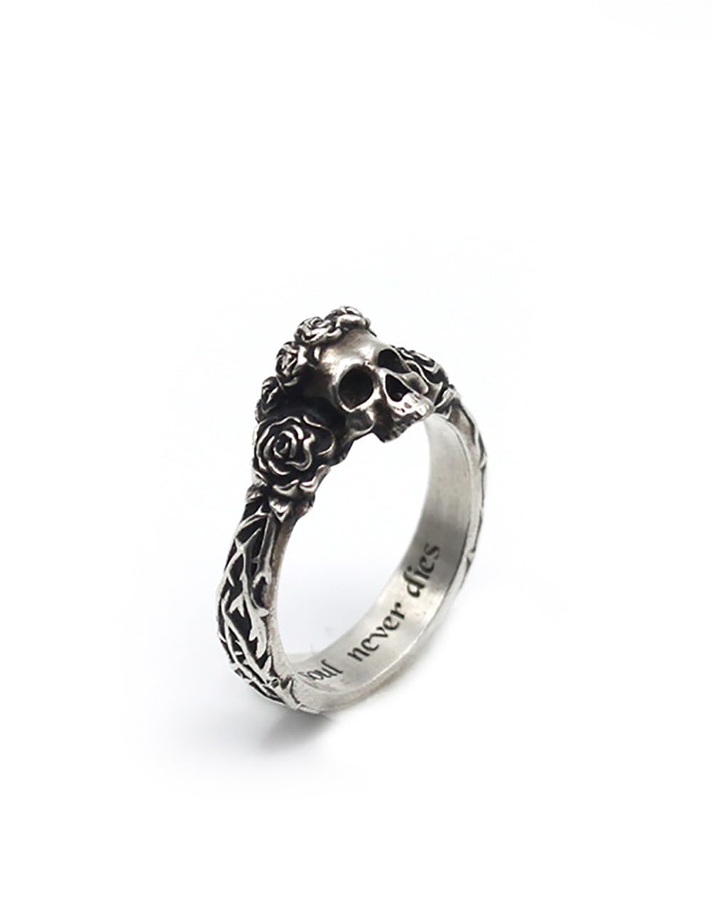 Hlminskull Ring For Men Women Adjustable Gothic Black Rose