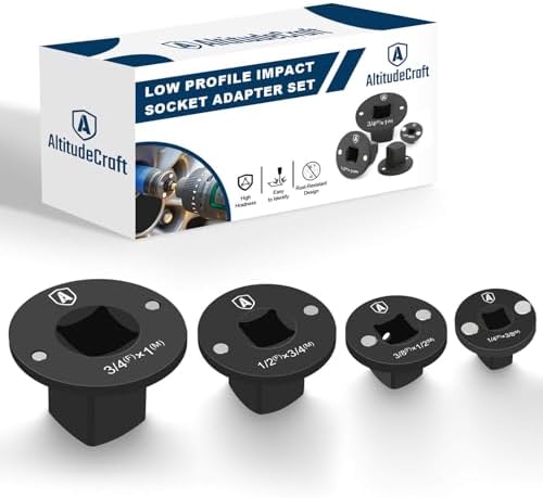 2025 Low Profile Impact Socket Adapter Set, Drive Ratchet Adapter Set, Designed for Tight Spaces, 4PC, 3/4