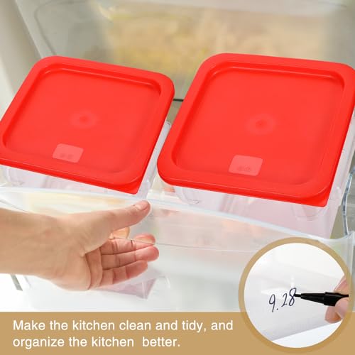 Image of Suclain 2 Pcs Square Food Storage Container Polycarbonate Clear Food Container with Lid Commercial Rice Storage with Graduations for Commercial Kitchen(8 Qt,Red)