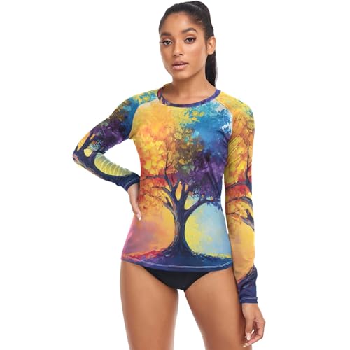 Wolf Dreamcatcher Forest Print Rash Guards Women Shirts Fishing Sun UV Protection Running Tops Long Sleeve XS3