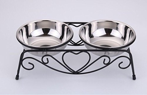 Viviko Pet Feeder For Dog Cat, Stainless Steel Food And Water Bowls With Iron Stand (Small) #TOP1