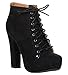 Forever Camille-86 Women's Comfort Stacked Chunky Heel Lace Up Ankle Booties