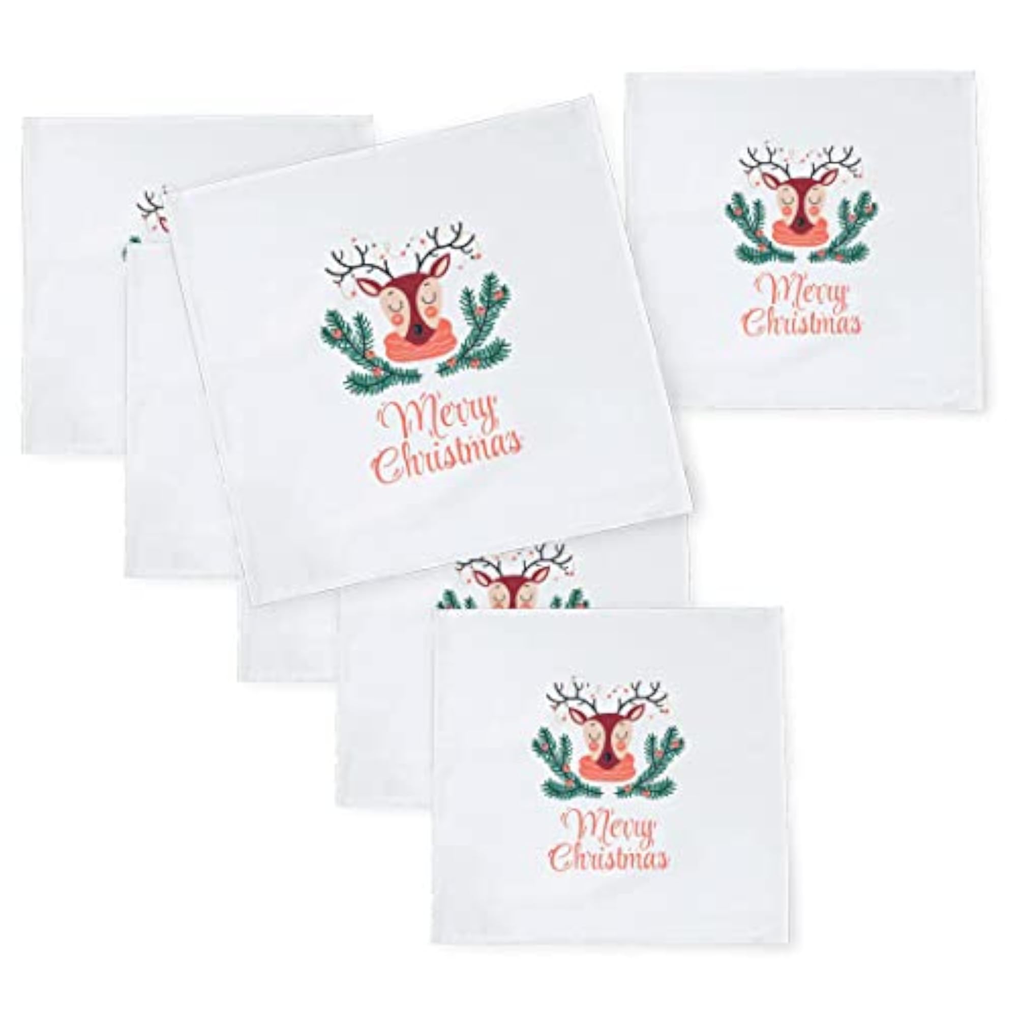 6 Pcs Christmas Theme Silk Table Napkins for Christmas Events