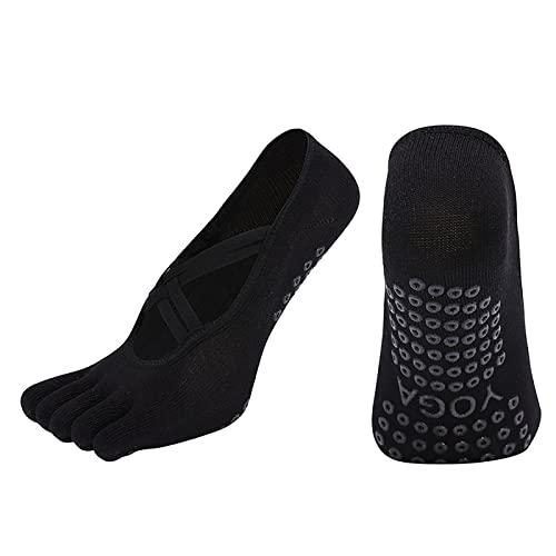 Vegove 3 Pairs Yoga Socks With Grips Non-Slip Five Finger Sock For Women Ballet Pilates Dance Barre Home Gym (Set 1) #TOP2
