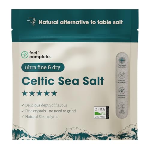 Feel Complete | 200g Ultra Fine & Dry Celtic Sea Salt Powder | No Need To Grind | Organic Approved | Essential Minerals & Electrolytes | Natural Alternative to Table Salt | Lab Tested