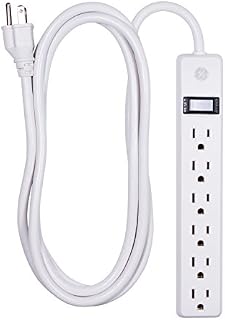 GE 6 Outlet Power Strip, 8 Ft Long Extension Cord, Grounded Outlets, UL